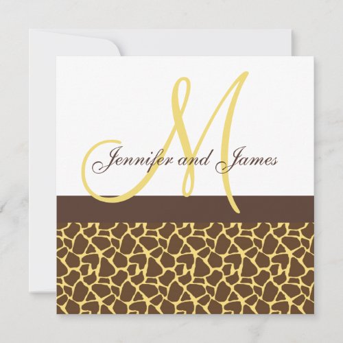 Wedding Invitations Monogram Giraffe Pattern