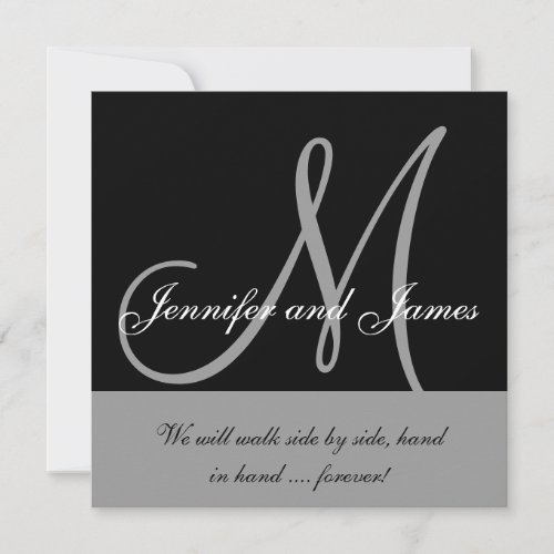 Wedding Invitations Monogram Saying Black Grey