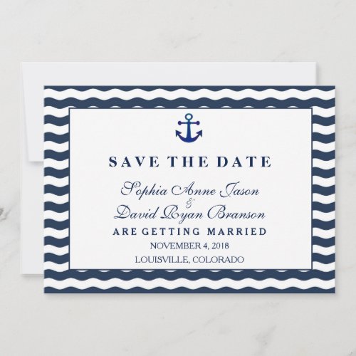 Wedding Invitations  Nautical Navy SAVE THE DATE