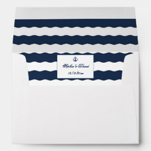 Wedding Invitations Nautical Navy Waves Envelope