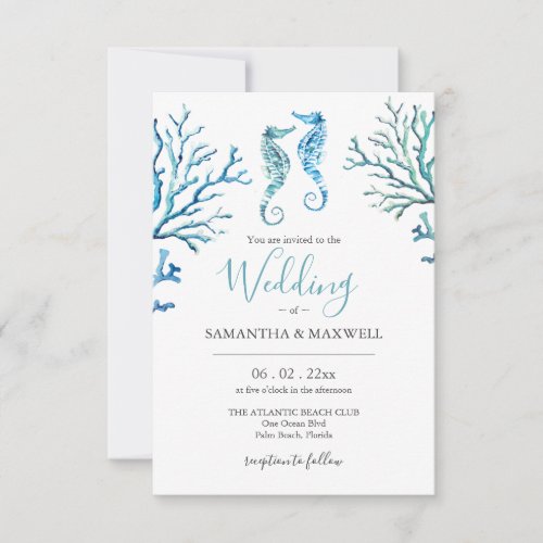 Wedding Invitations On A Budget Beach Seahorses