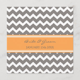 Wedding Invitations Orange Grey Chevron