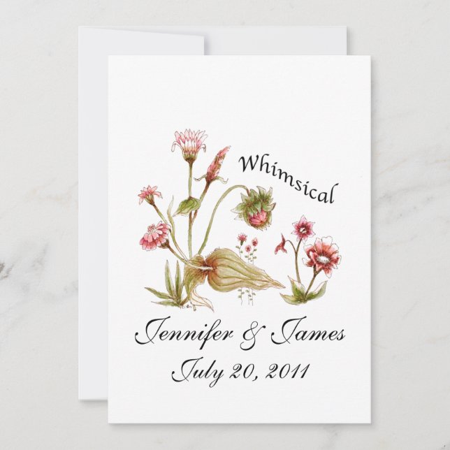 Wedding Invitations Painted Wild Flowers (Front)