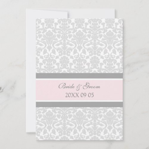 Wedding Invitations Pink Gray White Damask