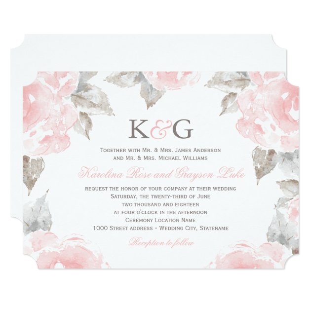 Wedding Invitations | Pink Watercolor Roses