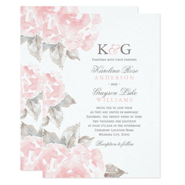 Wedding Invitations | Pink Watercolor Roses