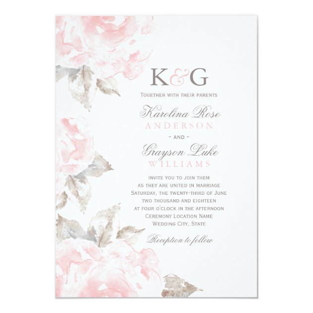 Wedding Invitations | Pink Watercolor Roses