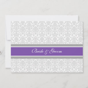 Wedding Invitations Purple Gray White Damask