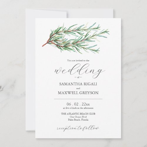 Wedding Invitations Rustic Watercolor Botanicals