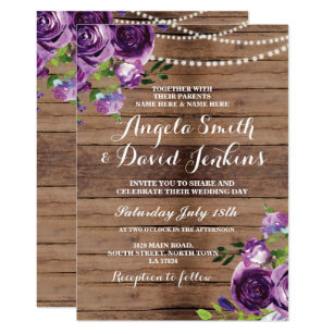 Purple Rustic Wedding Invitations 4