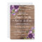 Wedding Invitations Rustic Wood Purple Floral