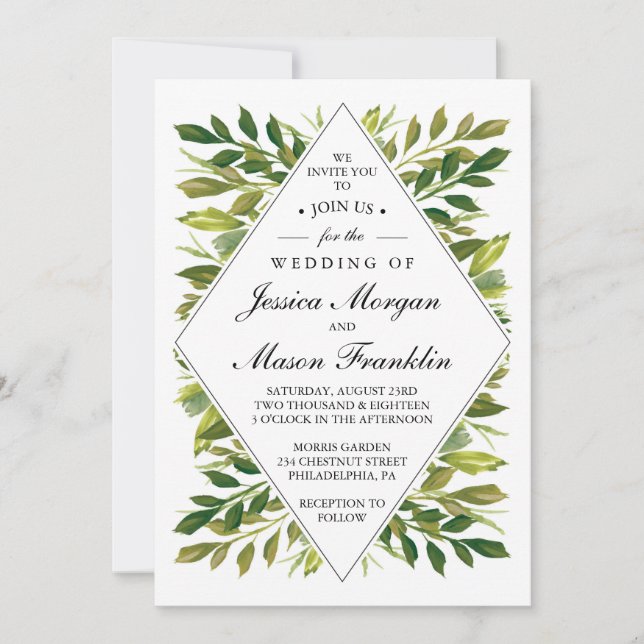 Wedding Invitations - Simple Greens Wedding Invite (Front)