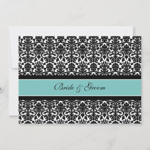 Wedding Invitations Teal Black White Damask