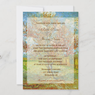 Wedding invitations. Vintage floral pink peach tre Invitation
