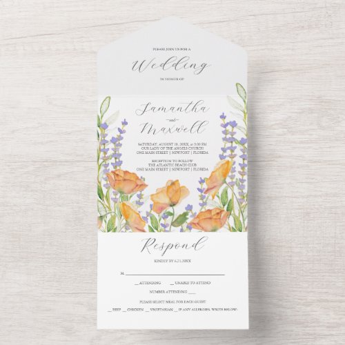 Wedding Invitations Watercolor Wildflowers