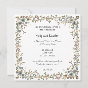 Wedding Invitations with a Drawn Floral Border.