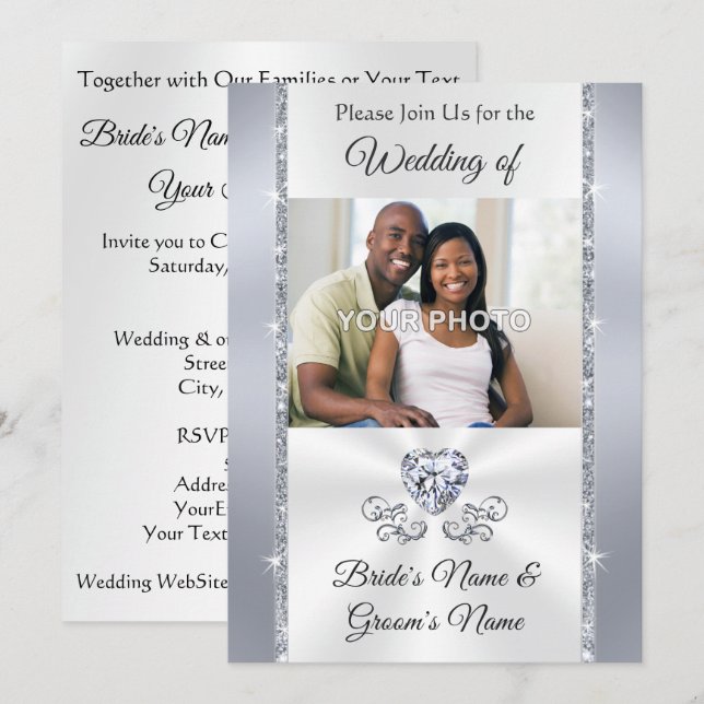 Wedding Invitations with Pictures of Couple (Front/Back)