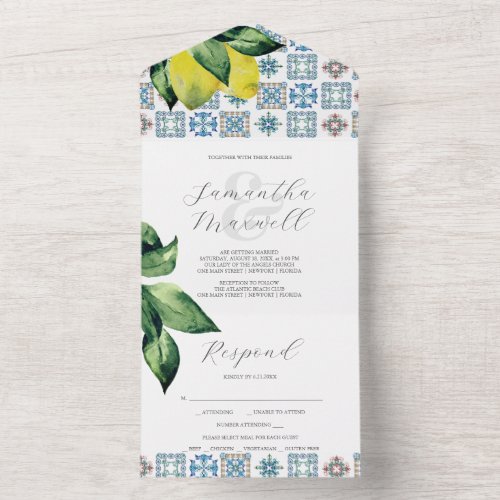 Wedding Invitations with RSVP Card Amalfi Tile