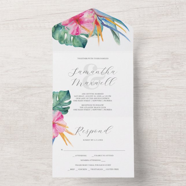 Wedding Invitations with RSVP Card Destination (Inside)