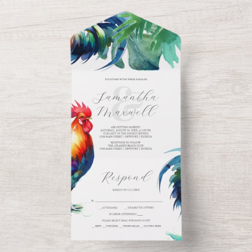 Wedding Invitations with RSVP Card Rooster