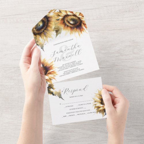 Wedding Invitations with RSVP Card Sunflower