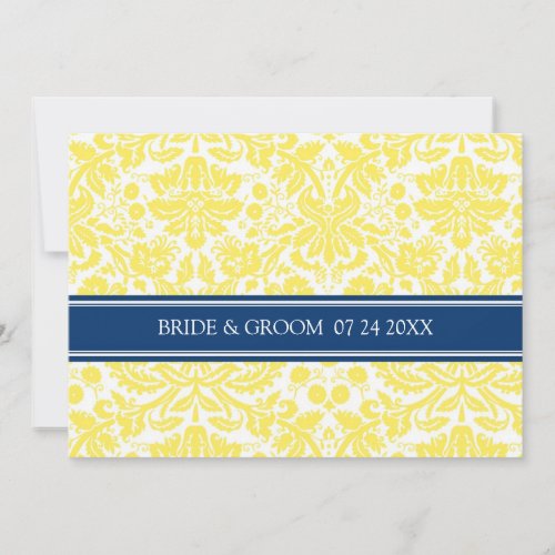 Wedding Invitations Yellow Blue Damask Pattern
