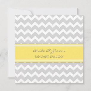 Wedding Invitations Yellow Grey Chevron
