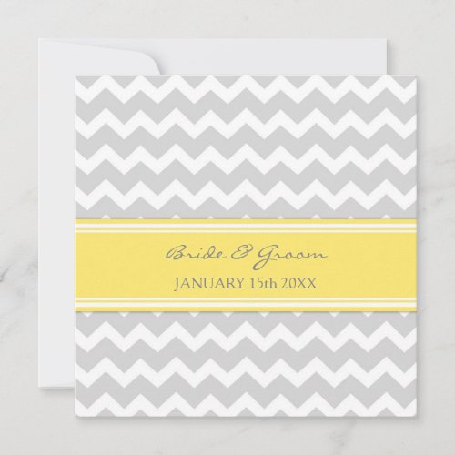 Wedding Invitations Yellow Grey Chevron