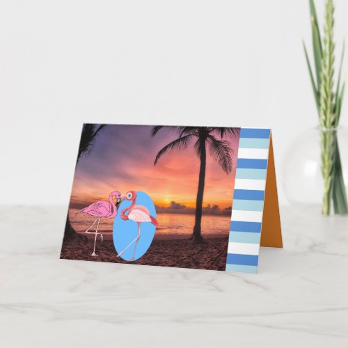 Wedding Invite Beach Flamingo Palm Romantic