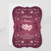 Wedding Invite | Burgundy, Blush Floral, Hearts (Front)