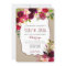 Wedding Invite, burgundy floral rustic 3979