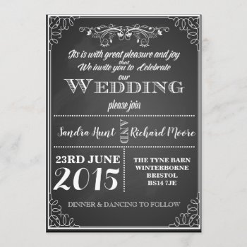 Wedding Invite Chalkboard Style by TheArtyApples at Zazzle
