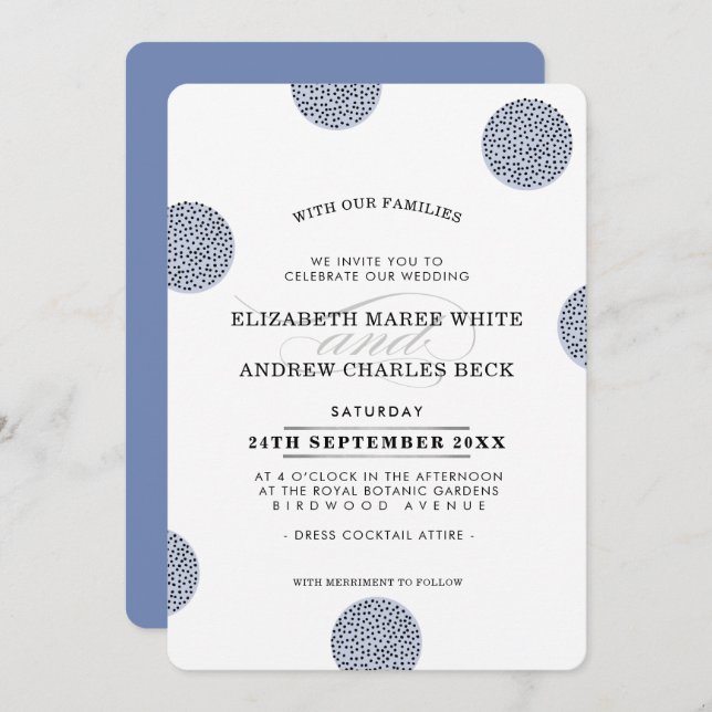 WEDDING INVITE chic minimalist large mini dot (Front/Back)