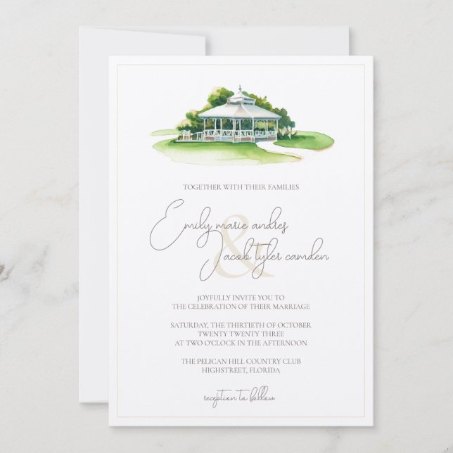 Wedding Invite - Country Club in Watercolor (Front)