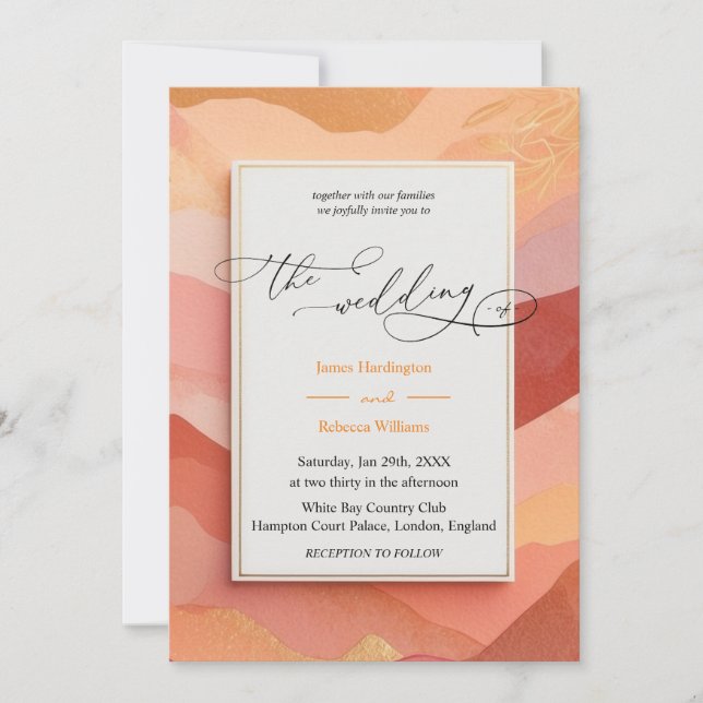Wedding invite design of Sunset Hues (Front)