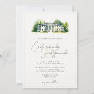 Wedding Invite - Elegant Estate in Watercolor