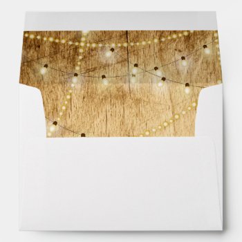 Wedding Invite Envelope Wood And String Lights by LangDesignShop at Zazzle