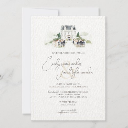 Wedding Invite _ French Chateau in Watercolor