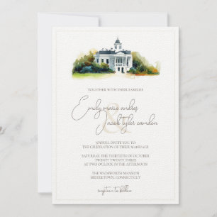 Wedding Invite - Historic Building in Watercolor