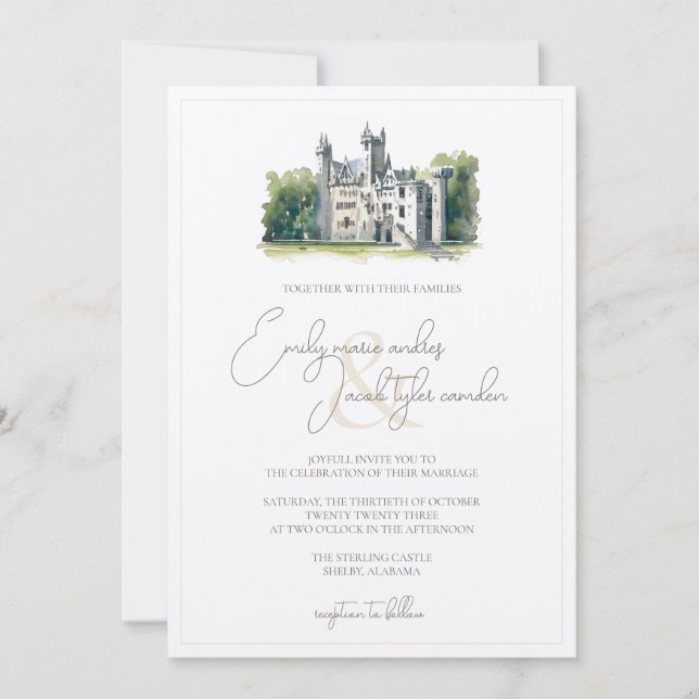 Wedding Invite - Historic Castle in Watercolor (Front)