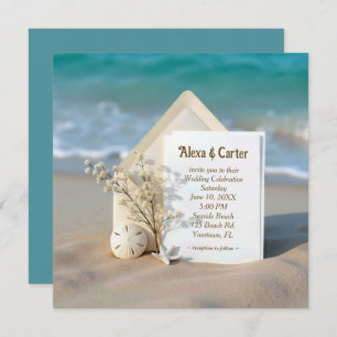 Wedding Invite In Beach Sand With Starfish