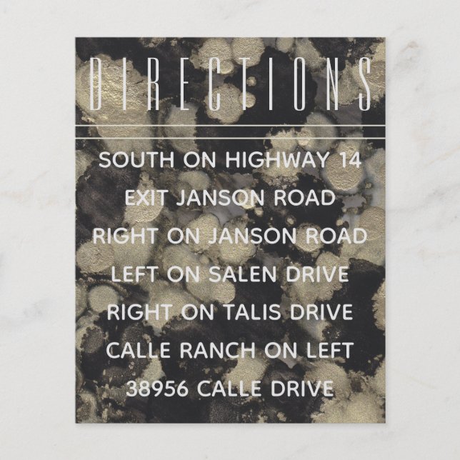 Wedding Invite Insert Card Shades of Gold N Black (Front)