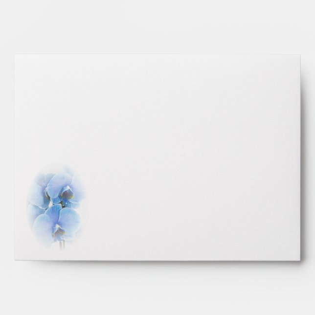 Wedding Invite Modern Blue Watercolor Orchids Enve Envelope (Front)