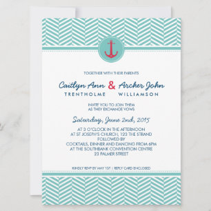 WEDDING INVITE nautical anchor custom monogram