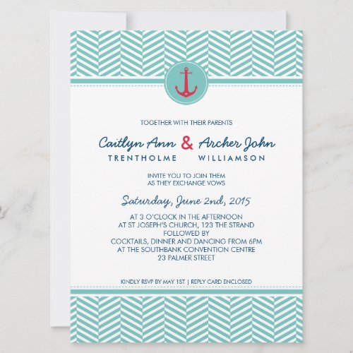WEDDING INVITE nautical anchor custom monogram