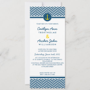WEDDING INVITE nautical anchor heart navy yellow