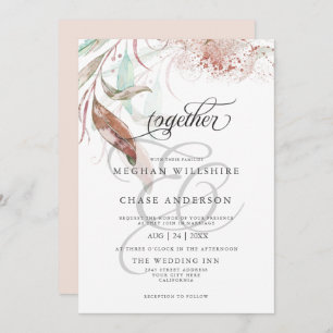 WEDDING INVITE Pastel Watercolor Wispy Foliage