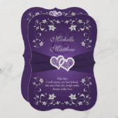 Wedding Invite | Purple, Silver, Floral, Hearts (Front/Back)