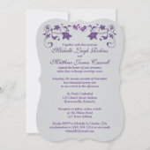Wedding Invite | Purple, Silver, Floral, Hearts 2 (Back)