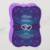 Wedding Invite | Purple, Teal, Floral, Hearts (Front/Back)